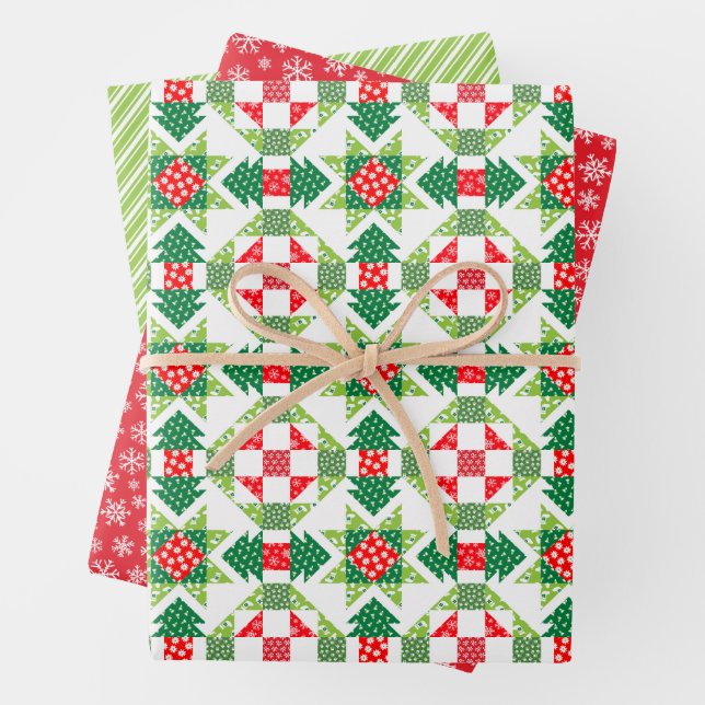 Weihnachtspatchwork-Quiltpapier-Set Geschenkpapier Set (Beispiel)