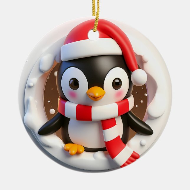 Weihnachtspenguin bricht aus keramik ornament (Vorne)