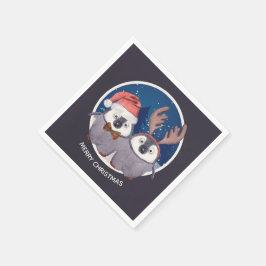 Weihnachtspenguin Couple Adorable Personalisiert Serviette