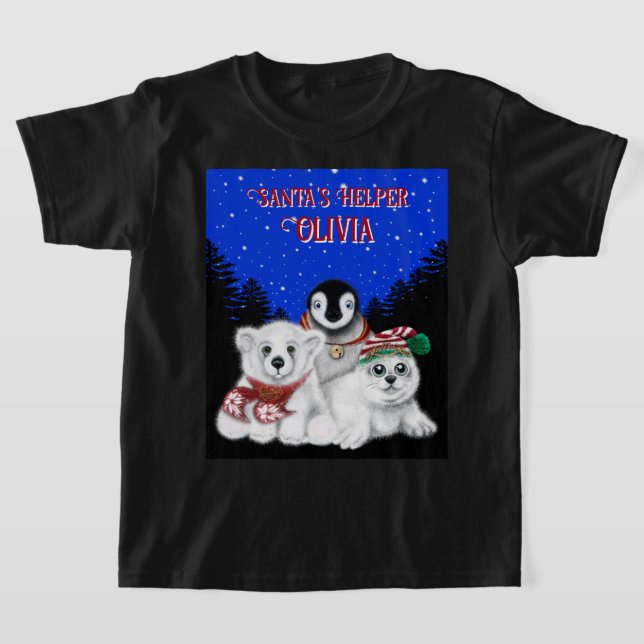 Weihnachtspenguin Eisbär-Siegel personalisieren T-Shirt (Ablage )