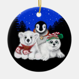 Weihnachtspenguin Eisbärenjunge Siegel Keramik Ornament