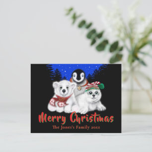 Weihnachtspenguin Eisbärenjunge Siegel Postkarte