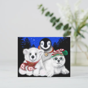 Weihnachtspenguin Eisbärenjunge Siegel Postkarte