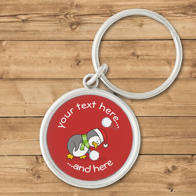 Weihnachtspenguin Erlangen eines Schneeballganges  Schlüsselanhänger (Von Creator hochgeladen)