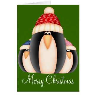 Weihnachtspenguin Familienurlaub Grußkarte