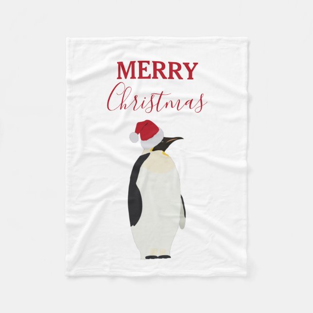 Weihnachtspenguin Funny Animal mit Weihnachtsmannm Fleecedecke (Vorderseite)