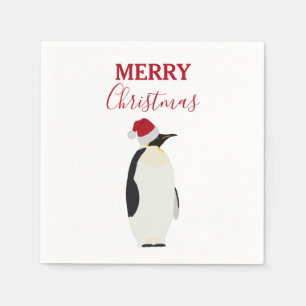 Weihnachtspenguin Funny Animal mit Weihnachtsmannm Serviette