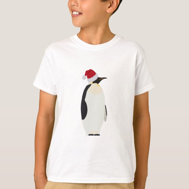 Weihnachtspenguin Funny Animal mit Weihnachtsmannm T-Shirt (Vorderseite)