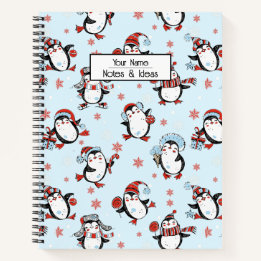 Weihnachtspenguin im Text individuell anpassbar Notizbuch