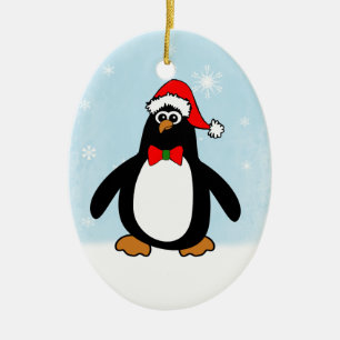Weihnachtspenguin Keramikornament