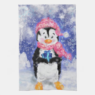 Weihnachtspenguin Küchentuch
