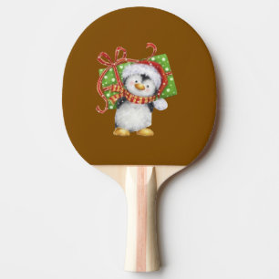 Weihnachtspenguin mit Geschenk - Feiertag Deko Tischtennis Schläger