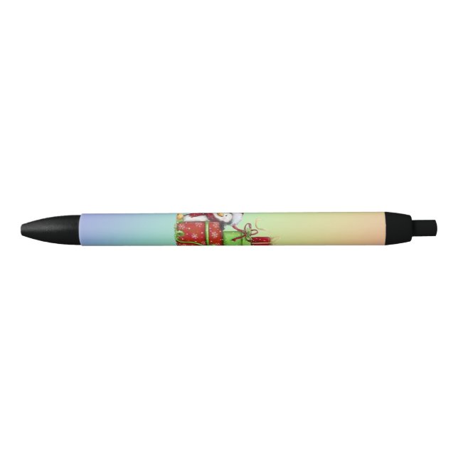 Weihnachtspenguin mit Geschenken - Festliche Fun-D Kugelschreiber (Vorderseite)