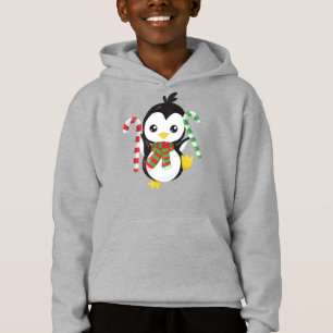 Weihnachtspenguin, Pinguin mit Scarf, Candy Cane Hoodie