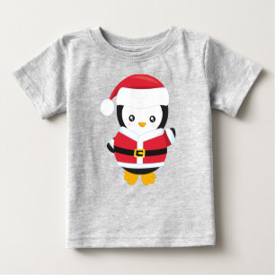Weihnachtspenguin, Pinguin mit Weihnachtsmannmütze Baby T-shirt
