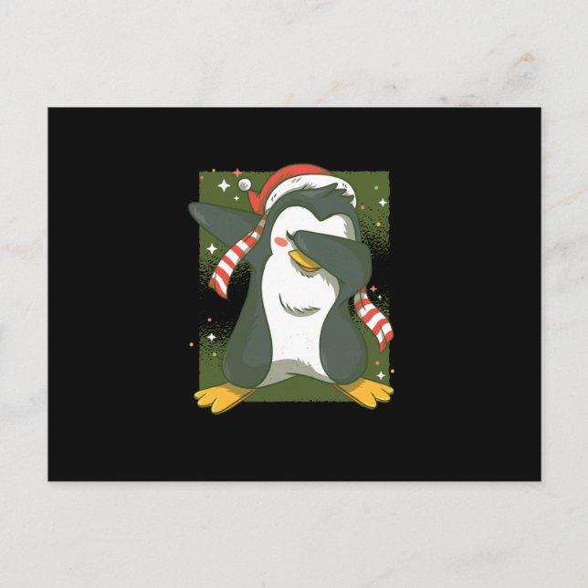 Weihnachtspenguin Postkarte (Vorderseite)