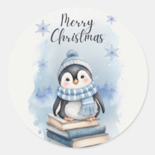 Weihnachtspenguin Runder Aufkleber