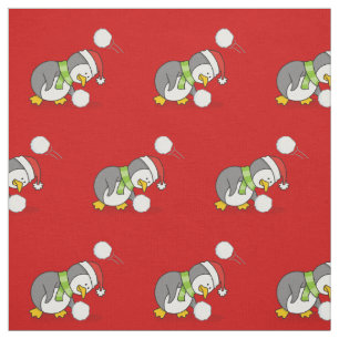 Weihnachtspenguin Schneeballmuster Stoff