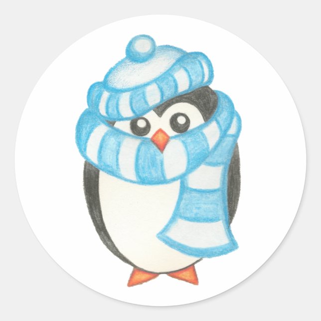 WeihnachtsPenguin-Sticker Runder Aufkleber (Vorderseite)