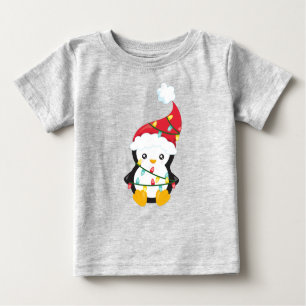 Weihnachtspenguin, Weihnachtsmannmütze, Weihnachts Baby T-shirt