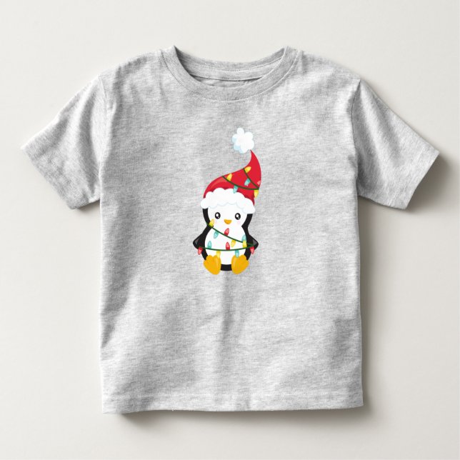 Weihnachtspenguin, Weihnachtsmannmütze, Weihnachts Kleinkind T-shirt (Vorderseite)