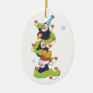 Weihnachtspenquins Keramikornament