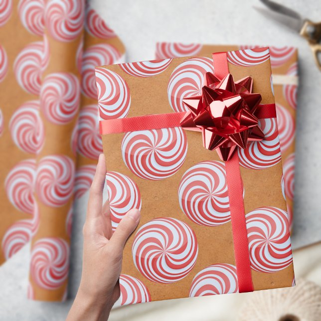 Weihnachtspeppermint Muster-Umschlagpapier wirbeln Geschenkpapier (A fun and festive peppermint swirl on a gingerbread background. Perfect for Christmas gifts)