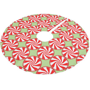 Weihnachtspfefferminz-runde rote weiße gestreifte polyester weihnachtsbaumdecke
