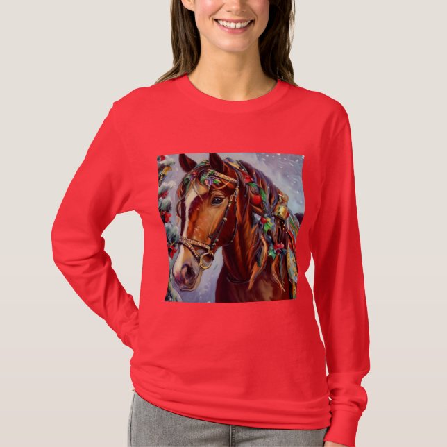 Weihnachtspferd 2 T-Shirt (Vorderseite)