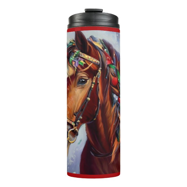 Weihnachtspferd 2 thermosbecher (Vorderseite)