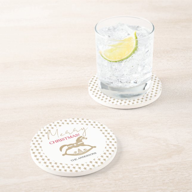 Weihnachtspferd aus Holz Getränkeuntersetzer (Seite)