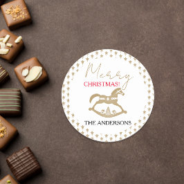 Weihnachtspferd aus Holz Runder Aufkleber