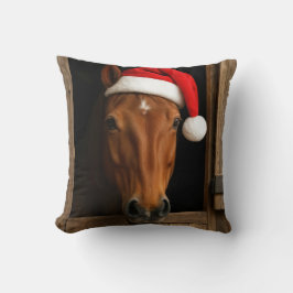 Weihnachtspferd im Stallfenster Kissen