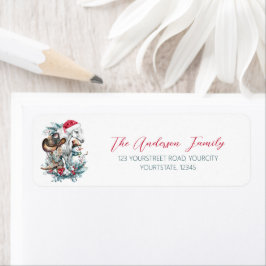 Weihnachtspferd in Weihnachtsmannmütze Cowgirl Cow