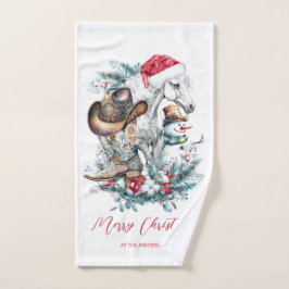 Weihnachtspferd in Weihnachtsmannmütze Cowgirl Cow Handtuch