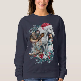 Weihnachtspferd in Weihnachtsmannmütze Cowgirl Cow Sweatshirt