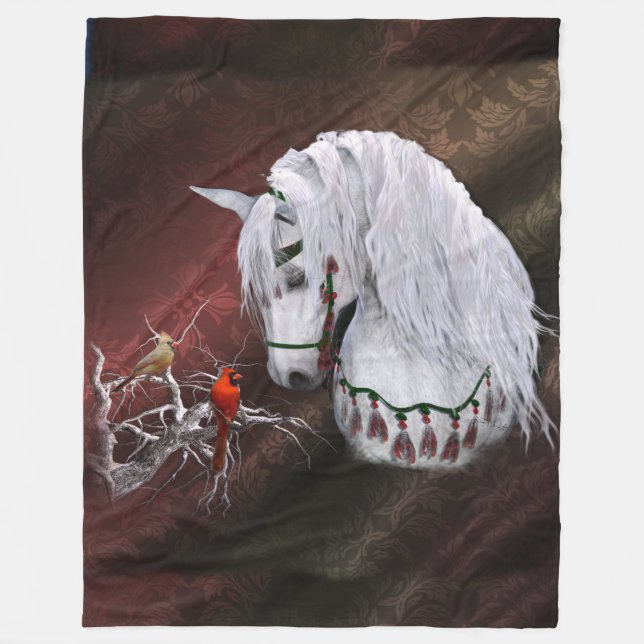 Weihnachtspferd & Kardinal Fleece Blanket (Vorderseite)