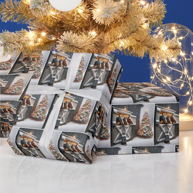 Weihnachtspferd mit Baum Geschenkpapier (Feiertage)