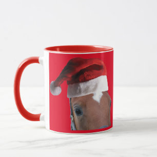 Weihnachtspferd mit einem Weihnachtshut Tasse