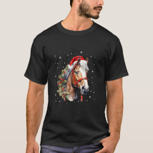 Weihnachtspferd mit Holly Weihnachtsmannmütze West T-Shirt