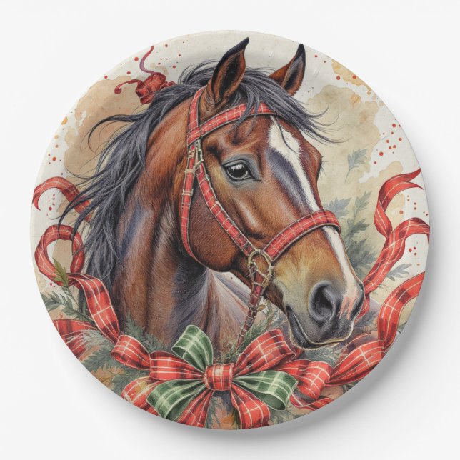 Weihnachtspferd Pappteller (Vorderseite)