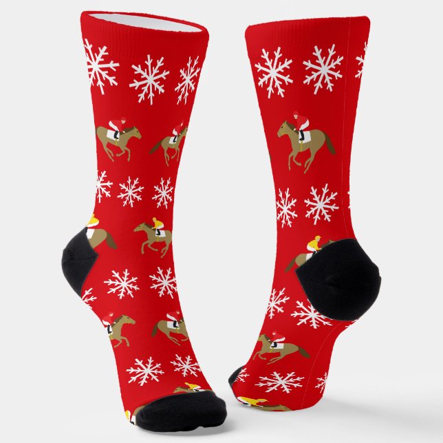 Weihnachtspferd Rot Socken (Gewinkelt)