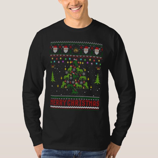 Weihnachtspferd Überbaum Ugly Xmas Sweater T-Shirt (Vorderseite)