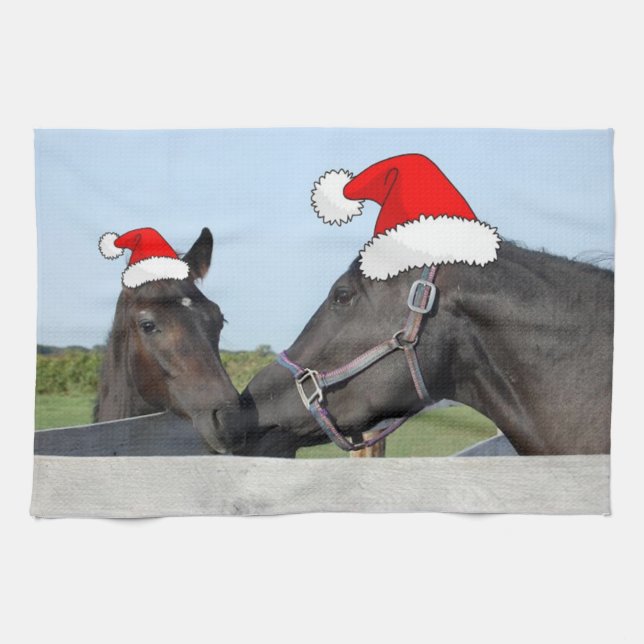Weihnachtspferd und Pony Geschirrtuch (Horizontal)