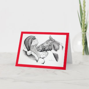 Weihnachtspferd und Weihnachtsmann Feiertagskarte