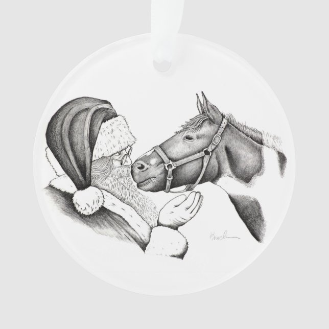 Weihnachtspferd und Weihnachtsmann Ornament (Vorderseite)