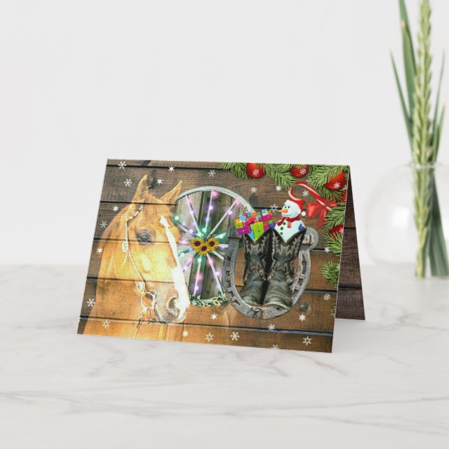 Weihnachtspferd Wagon Wheel Cowboy Boots Garland (Vorderseite)