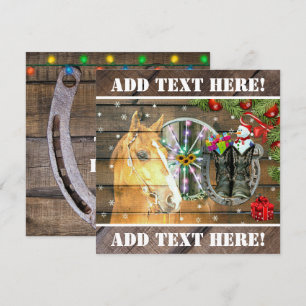 Weihnachtspferd Wagon Wheel Cowboy Boots Garland Ankündigung