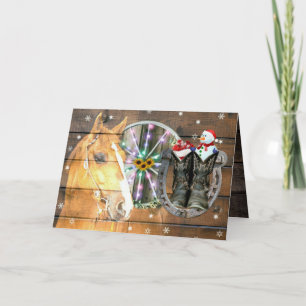 Weihnachtspferd Wagon Wheel Cowboy Stiefel Horsesh Dankeskarte