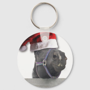Weihnachtspferd Weihnachtsmannmütze Schlüsselanhänger